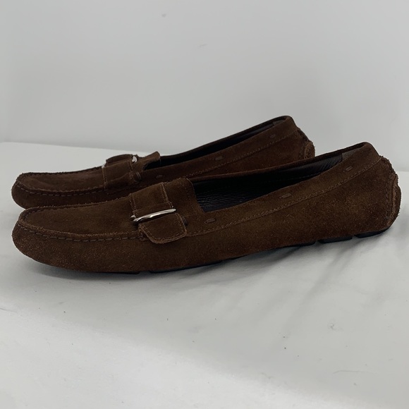 Prada Brown Suede Driving Loafers with Buckled Vamp Sz 40 or US Sz 9 - Picture 10 of 12
